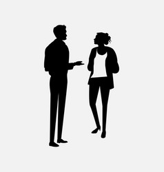 Man And Woman Standing Conversation Silhouettes