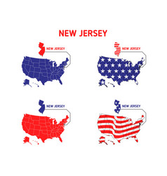 New Jersey Map With Usa Flag Design