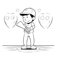 Baseball Player Holding A Bat In Cartoon