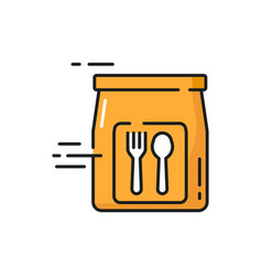 Express Lunch Delivery Icon Bag With Hot Dinner