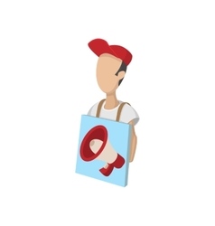 Sandwich Board Man Icon Cartoon On White