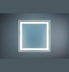 Square Mirror With White Led Lighting On A Dark