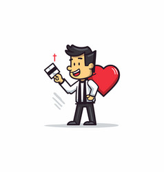 Businessman Holding A Red Heart And Credit Card