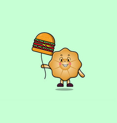 Cute Cartoon Cookies Floating With Burger Balloon