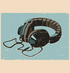 Vintage Studio Monitor Headphones Retro Poster