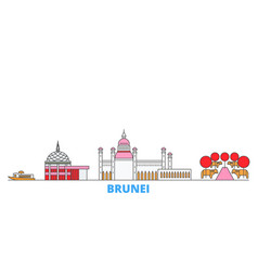 Brunei Line Cityscape Flat Travel City