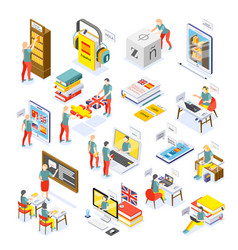 Language Courses Isometric Set