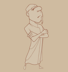 Sketch Of A Cartoon Man In A Tunic Standing