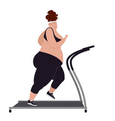 Fat Woman Is Running On The Treadmill