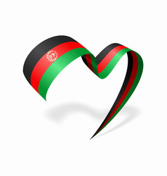 Afghani Flag Heart Shaped Ribbon