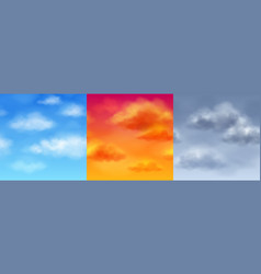 Realistic Cloud Blue Sky Seamless Set