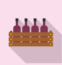 Wood Box Wine Bottle Icon Flat Style