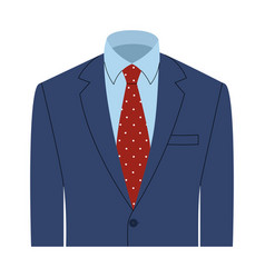 Blue Mens Jacket With Shirt And Red Tie