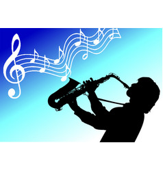 As Silhouette Of Jazz Or Blues Musician Playing