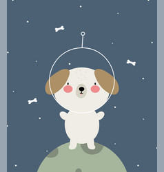 Cartoon Poster With A Cute Dog In Space