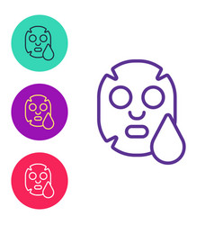 Set Line Facial Cosmetic Mask Icon Isolated