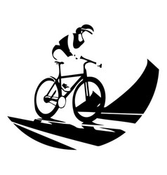 Cyclist Riding On The Road Flat Design