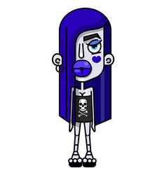 Cartoon Emo Girl With Blue Hair