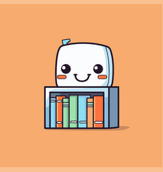 Cute Cartoon Character Bookshelf With Books