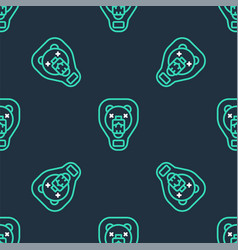 Line Bear Head On Shield Icon Isolated Seamless