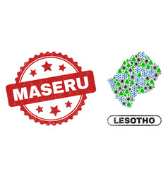 Maseru Grunge Stamp And Lesotho Map Mosaic