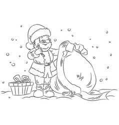 Santa Claus And Presents Christmas Coloring Page