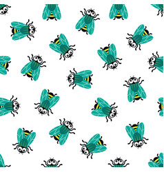 Seamless Pattern With Cartoon Housefly