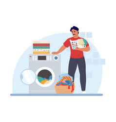 Man Doing Laundry In Washing Machine