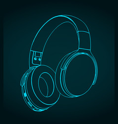 Wireless Headphones Isometric Blueprint