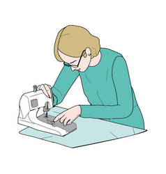 Woman Working With Sewing Machine