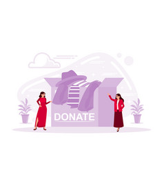 Donation Concept Woman In Front Of A Box