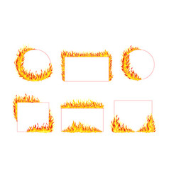 Fire Frames Of Different Shapes Set Flaming