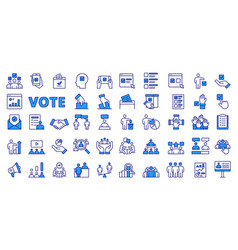 Vote Icons In Line Design Blue Vote Election