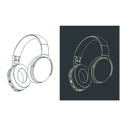 Wireless Headphones Isometric Blueprints