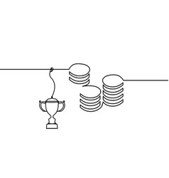 Abstract Coins With Trophy As Continuous Lines