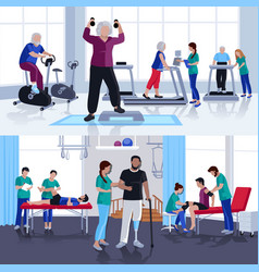 Physiotherapy Rehabilitation Center 2 Flat Banners