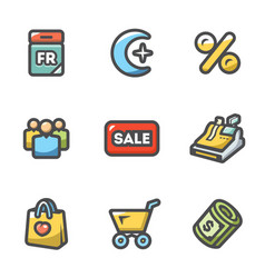 Set Of Black Friday Icons Calendar Night