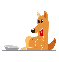 Funny Cartoon Dog Sitting Near His Bowl Satiated