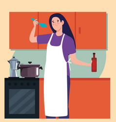 Woman Cooking With Sauce