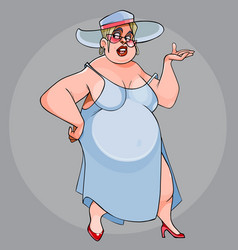 Funny Fat Woman Walking In A Dress And Hat