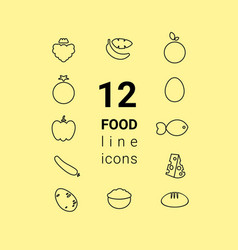 Dietary Nutrition Food Outline Icon Set Fruits