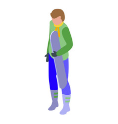 Ready For Snowboard Icon Isometric Child