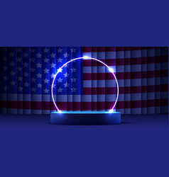 Cylindrical Podium On Usa Flag Background