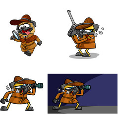 Detective Pug Dog Cartoon Character Collection