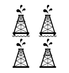 Set Of Oil Rig Flat Graphic Icon Fuel Platform