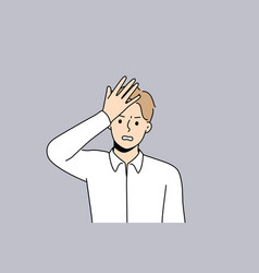 Stressed Man Make Hand Gesture Remembering