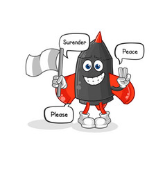 Dart Hold Surrender Flag Mascot Cartoon