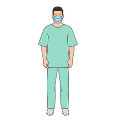 Doctor Or Male Nurse Wearing Medical Face Mask