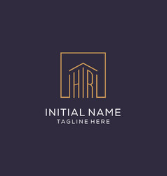 Initial Hr Logo With Square Lines Luxury