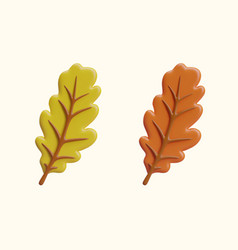 3d Oak Leaves Front View Autumn Decorative